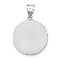 14K White Gold Polished and Satin Hollow St Florian Medal Round Pendant view 4