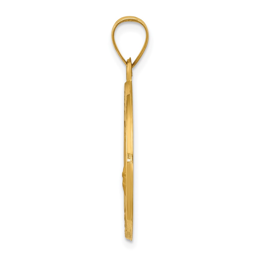 14k Polished and Satin St Florian Medal Hollow Pendant (XR1319)