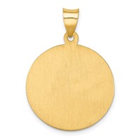 14K Yellow Gold Polished and Satin Hollow St Florian Medal Round Pendant view 4