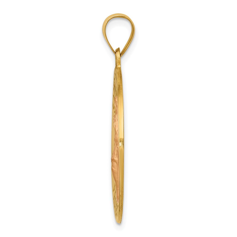 14k Polished and Satin St Florian Medal Hollow Pendant (XR1320)