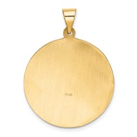 14K Yellow Gold Polished and Satin Hollow Large St Florian Medal Round Pendant view 4