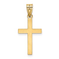 14K Yellow Gold Laser Etched Cross Pendant view 4