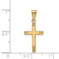 14K Yellow Gold Laser Etched Cross Pendant view 3