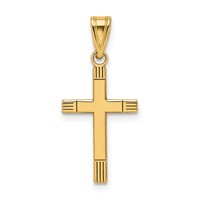 14K Yellow Gold Laser Etched Cross Pendant view 1