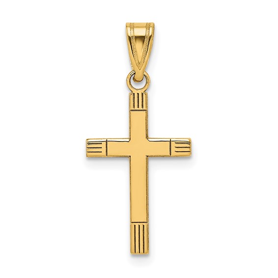 14k Laser Etched Cross Pendant
