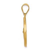 14K Yellow Gold Polished and Satin Hollow Saint Gerard Medal Round Pendant view 2