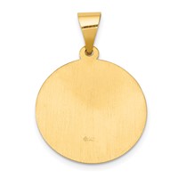 14K Yellow Gold Polished and Satin Hollow Saint Gerard Medal Round Pendant view 4