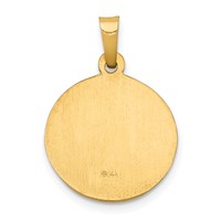 14K Yellow Gold Polished and Satin Hollow St John the Baptist Medal Round Pendant view 4