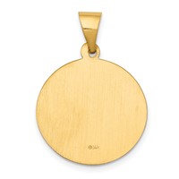 14K Yellow Gold Polished and Satin Hollow St John the Baptist Medal Round Pendant view 4