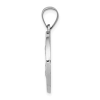 14K White Gold Polished and Satin Hollow St Joseph Medal Round Pendant view 2