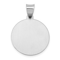 14K White Gold Polished and Satin Hollow St Joseph Medal Round Pendant view 4