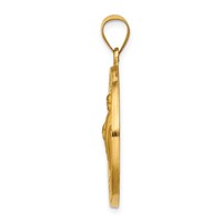 14K Yellow Gold Polished and Satin Large Hollow St. Jude Thaddeus Medal Round Pendant view 2