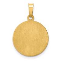 14K Yellow Gold Polished and Satin Hollow St Mark Medal Round Pendant view 4