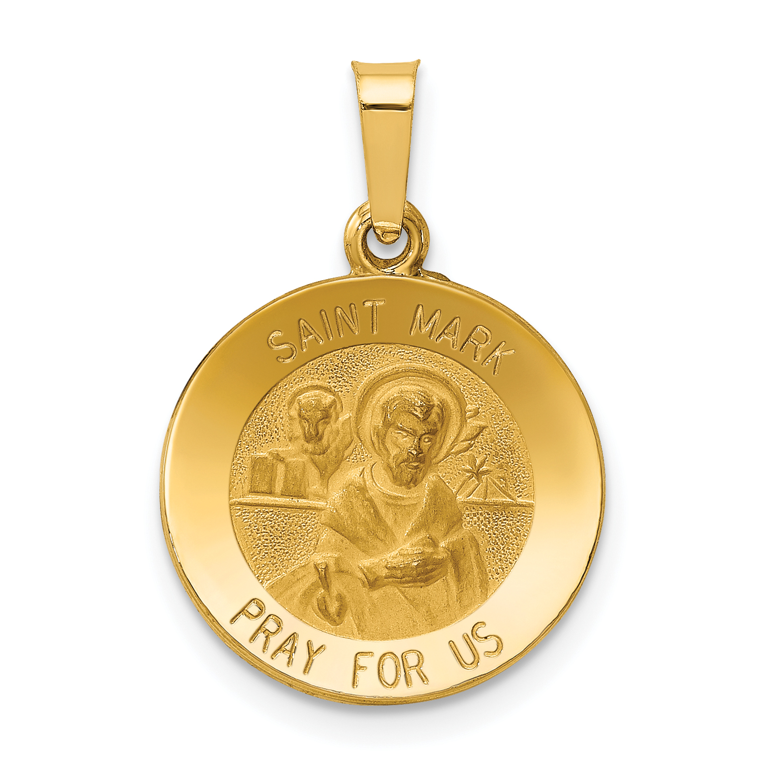 14k Polished and Satin St Mark Medal Hollow Pendant (XR1357)