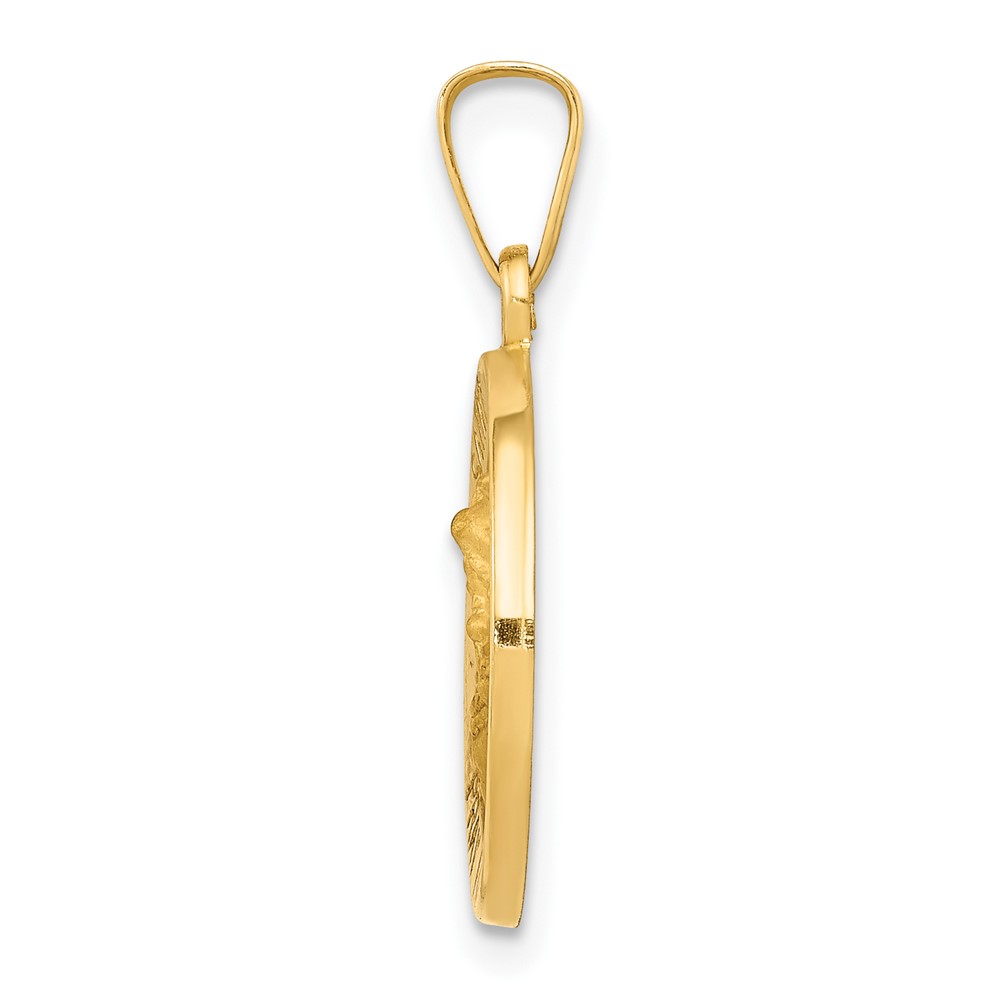 14k Polished and Satin St Michael Medal Hollow Pendant (XR1362)