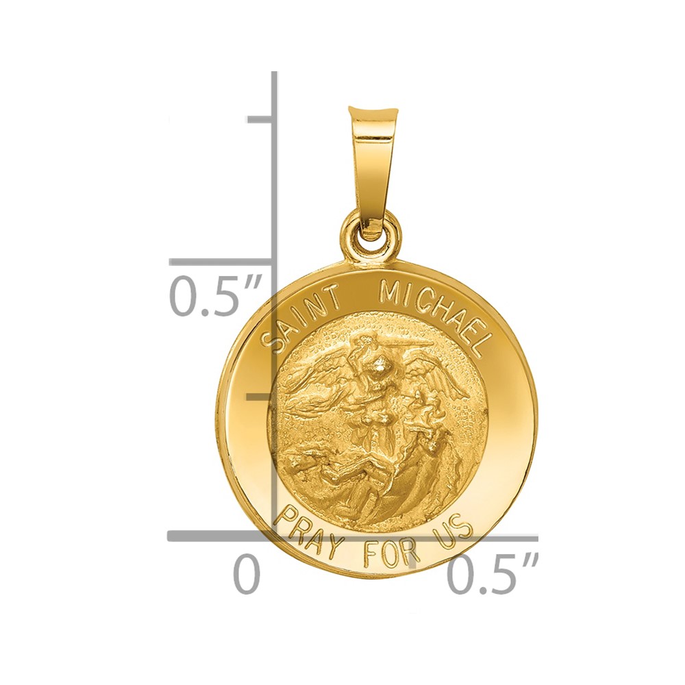 14k Polished and Satin St Michael Medal Hollow Pendant (XR1362)