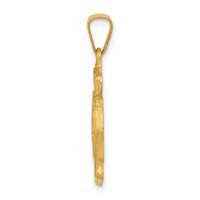 14K Yellow Gold Polished and Satin Hollow St Florian F.d. Badge Medal Pendant view 2