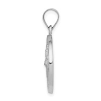 14K White Gold Polished and Satin Hollow St Patrick Medal Round Pendant view 2