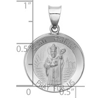 14K White Gold Polished and Satin Hollow St Patrick Medal Round Pendant view 3