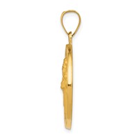 14K Yellow Gold Polished and Satin Hollow Large St Patrick Medal Round Pendant view 2