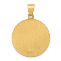 14K Yellow Gold Polished and Satin Hollow Large St Patrick Medal Round Pendant view 4