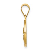 14K Yellow Gold Polished and Satin Hollow St Paul Medal Round Pendant view 2