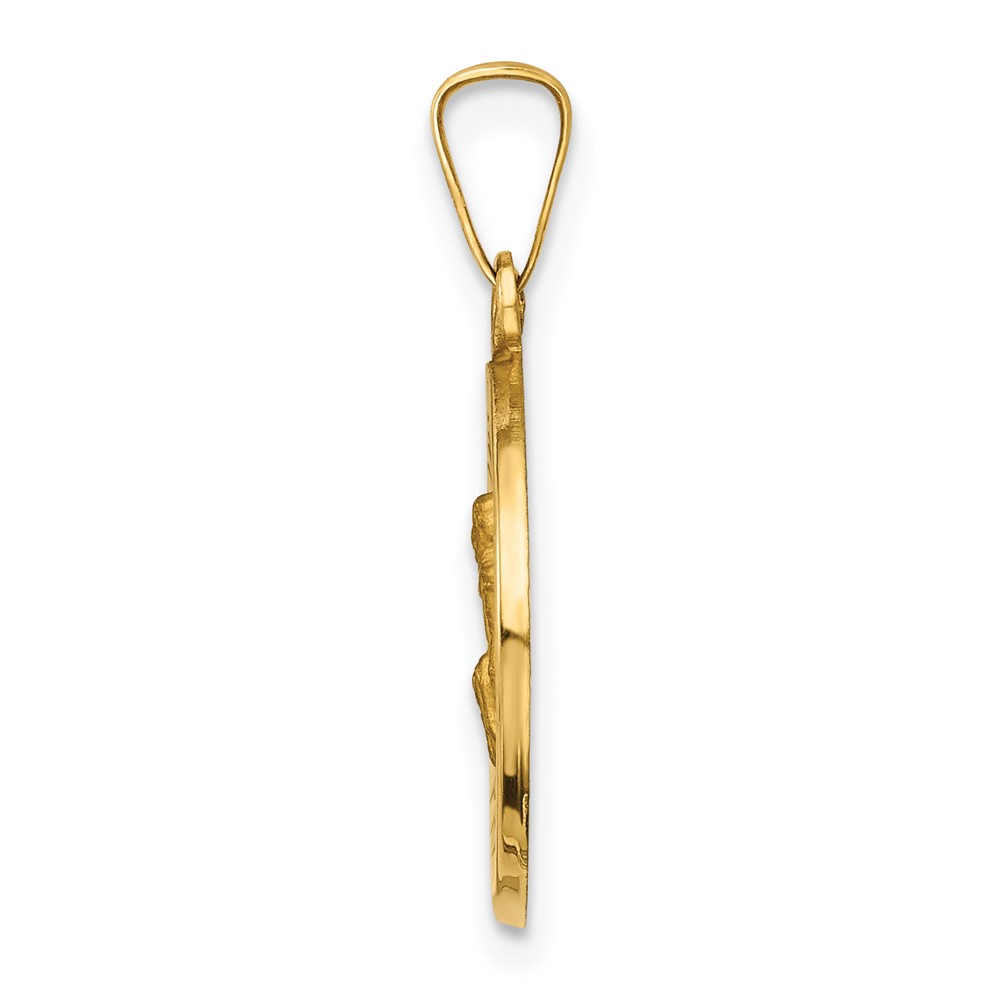 14k Polished and Satin St Peregrine Medal Hollow Pendant (XR1379)