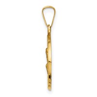 14K Yellow Gold Polished and Satin Hollow St Peregrine Medal Round Pendant view 2