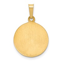 14K Yellow Gold Polished and Satin Hollow St Peregrine Medal Round Pendant view 4