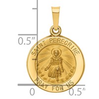 14K Yellow Gold Polished and Satin Hollow St Peregrine Medal Round Pendant view 3