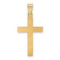 14K Yellow Gold Etched Floral Cross Pendant view 4