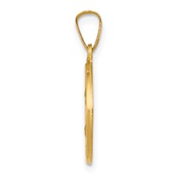 14K Yellow Gold Polished and Satin Hollow St Theresa Medal Round Pendant view 2