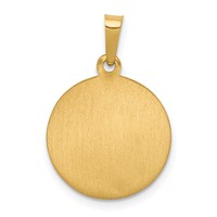 14K Yellow Gold Polished and Satin Hollow St Theresa Medal Round Pendant view 4