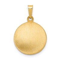 14K Yellow Gold Polished and Satin Hollow First Holy Communion Medal Round Pendant view 4