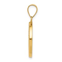 14K Yellow Gold Polished and Satin Hollow First Holy Communion Medal Round Pendant view 2
