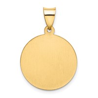 14K Yellow Gold Polished and Satin Hollow First Holy Communion Medal Round Pendant view 4
