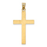 14K Yellow Gold Etched Floral Cross Pendant view 4