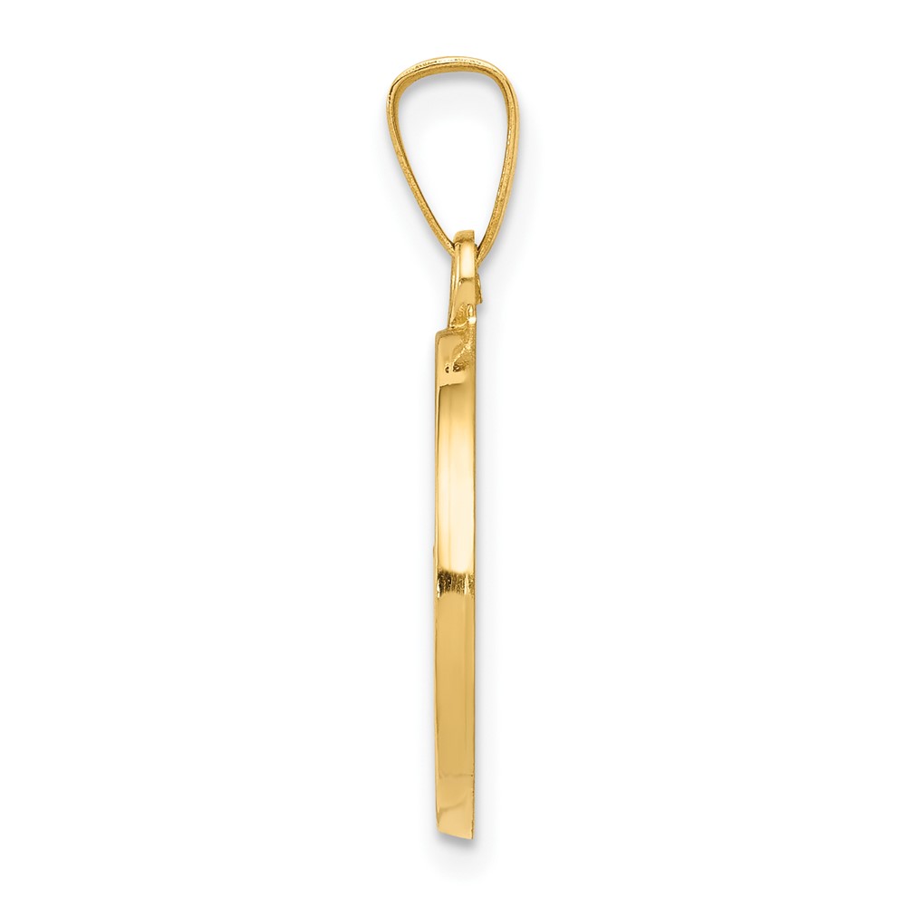 14k Polished and Satin Confirmation Medal Hollow Pendant (XR1392)