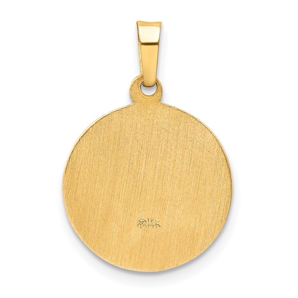 14k Polished and Satin Confirmation Medal Hollow Pendant (XR1392)