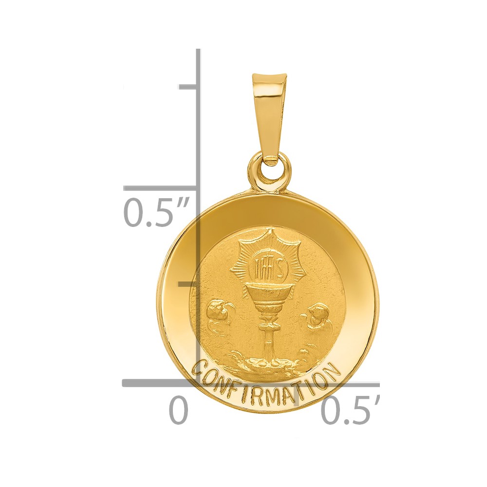 14k Polished and Satin Confirmation Medal Hollow Pendant (XR1392)