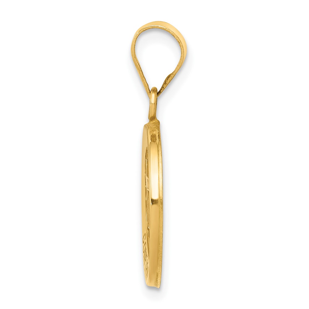 14k Polished and Satin Confirmation Medal Hollow Pendant (XR1393)