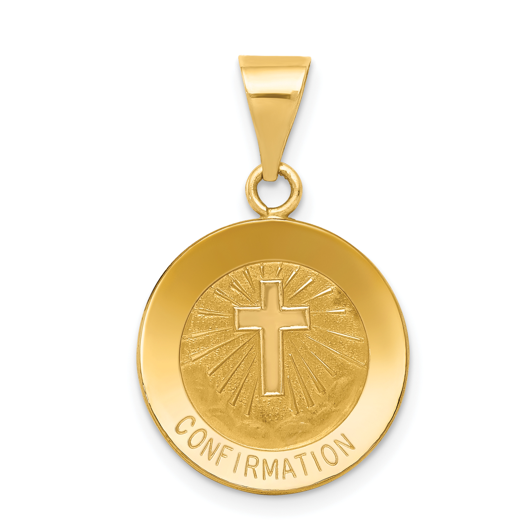 14k Polished and Satin Hollow CONFIRMATION with Cross Charm XR1393
