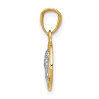 14K and White Rhodium Diamond-cut Cherub in Circle Pendant view 2