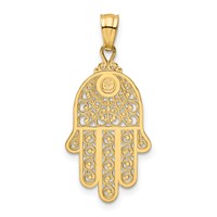 14K Yellow Gold Hamsa Hand of God Filigree Pendant view 4