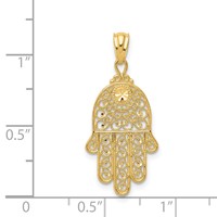 14K Yellow Gold Hamsa Hand of God Filigree Pendant view 3