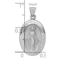 14K White Gold Polished and Satin Hollow Miraculous Medal Oval Pendant view 4