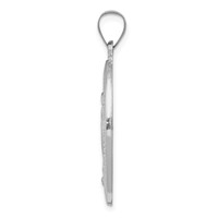 14K White Gold Polished and Satin Hollow Miraculous Medal Oval Pendant view 2