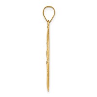 14K Yellow Gold Polished and Satin Hollow St Christopher Medal Oval Pendant view 2