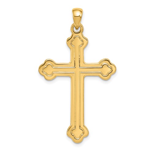 14K Yellow Gold Budded Cross Pendant