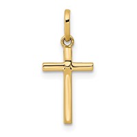 14K Yellow Gold Polished Cross Pendant view 1